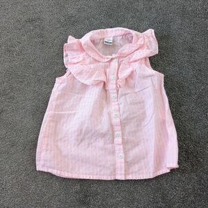 LC Waikiki Baby Girl Pink White Striped Sleeveless Blouse, Size 12-18 Months